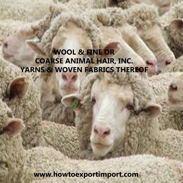 HS CODE Chapter 51 WOOL & FINE OR COARSE ANIMAL HAIR, INC. YARNS & WOVEN FABRICS THEREOF 4 digits